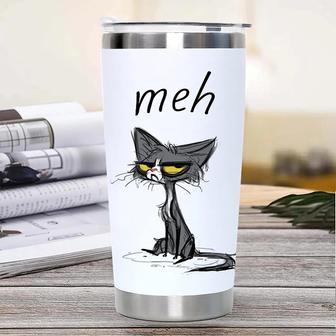 Meh - 20oz Black And White Cat Stainless Steel Tumbler Cute Cat Vacuum Insulated Tumbler Coffe Cup Water Wine Or Coffee Home Gifts To Daughters Friends And Colleague Raffle Gifts - Thegiftio UK