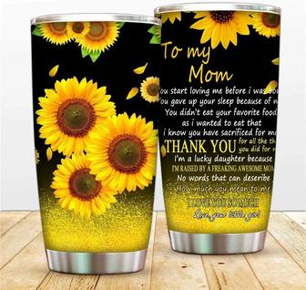 Mom Tumbler Sunflower Mug Vacuum Insulated Coffee Cup, I Love You Travel Mug Double Walled 20oz Tumbler, Water Bottle For Work Sport, Daughter To Mom Cup - Thegiftio UK