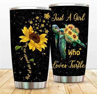 Not All Who Wonder Are Lost Vacuum Tumbler Mug, 20oz Double Wall Tumblers For Mom, Just A Girl Who Loves Turtles Insulated Thermal Cup, To Daughter Stainless Steel Travel Coffee Mugs - Thegiftio