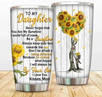 To My Daughter Steel Tumblers Travel Mug, 20oz Sunflowers Vacuum Thermos Insulated Tumbler Coffee Cup For Daughter Birthday, Christmas Mug, From Mom To Daughter - Thegiftio UK