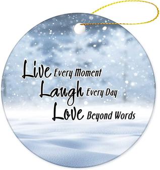 Christmas Tree Ceramic Ornament, Decorative Hanging Keepsake For Xmas Tree Funny Holiday Decoration Gift, 3 Inch, Jesus Live Love Laugh - Thegiftio