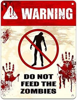 Halloween Decorations Sign Funny Halloween Vintage Metal Sign , Do Not Feed The Zombies, Funny Halloween Door Sign For Home Bar Party Indoor And Outdoor - Thegiftio UK