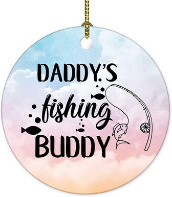 Keepsake Ceramics Ornament Dad's Fishing Buddy Xmas Tree Ornament Hanging Accessories Funny Home Decor 3 Inch - Thegiftio