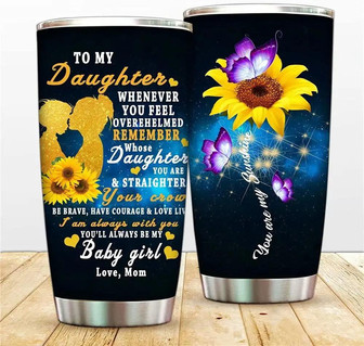 To My Daughter Sunflower Tumbler Stainless Steel Vacuum Insulated Travel Coffee Cup, You Are My Sunshine 20oz Tumbler Cups, Mom Gift For Daughter - Thegiftio UK
