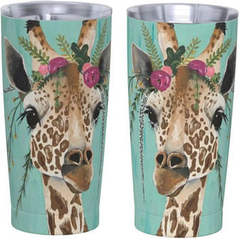 20 Oz Insulated Tumbler, Giraffe Floral Headpiece Simple Modern Mom Dad Thermos Iced Coffee Stainless Steel Vacuum Insulated Tumbler Cup Travel Mug For Hot And Cold - Thegiftio
