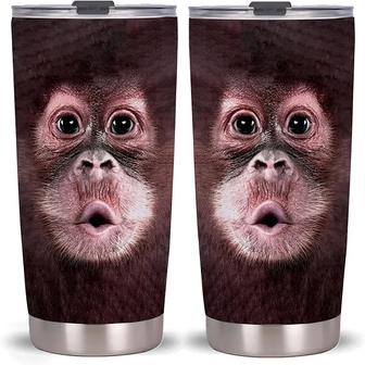 20oz Monkey Smiling Tumbler Cup Stainless Steel Double Wall Vacuum Thermos Insulated Travel Coffee Mug - Thegiftio UK