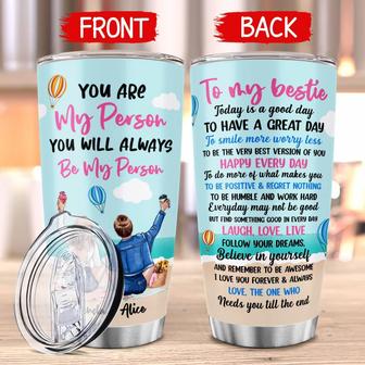 Besties I'll Be There For You Tumbler Cup, Customized Name Best Friend Tumbler Gifts For Sister, Personalized Best Friend Tumbler, Stainless Steel Tumbler Mug, Long Distance Friendship Tumbler 20oz - Thegiftio UK