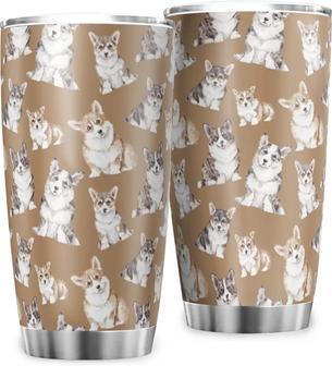 Corgi Tumbler Gifts For Dog Mom Dad - Stainless Steel Coffee Tumbler Vacuum Insulated Travel Mug - 20 Oz Stainless Steel Tumbler - Cute Corgi Dogs Mug Lover Gift For Her. - Thegiftio UK