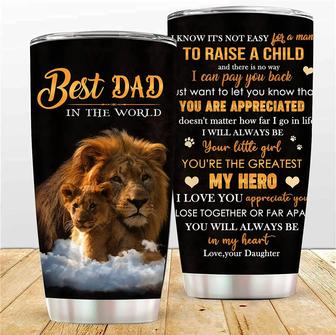 Dad Tumbler Gift From Daughter, Lion 20oz To My Dad Stainless Steel Tumbler, Best Dad Gifts On Fathers Day, Birthday, Valentines Day, Thanksgiving, Christmas - Thegiftio UK