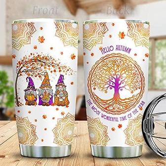 Hello Autumn The Most Wonderful Time Steel Tumbler 20oz Tumbler For Fall Lover Child Friends Family Gifts Fall Tumbler Pumpkin Tumbler Autumn Tumbler Gifts For Autumn Halloween - Thegiftio UK
