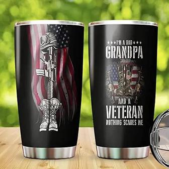 I'm A Dad Grandpa And A Veteran Tumbler, American Flag Tumbler, Soldiers Gifts, Fathers Day Tumbler, National Holiday Tumbler, Independence Day Gift Stainless Steel Tumbler 20 Oz - Thegiftio UK