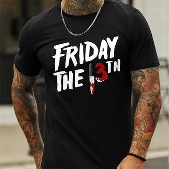 Men's Unisex T Shirt Tee Short Sleeve Letter Graphic Prints Crew Neck Black 13th Friday Outdoor Street Print Clothing Apparel Sports Designer Casual Big And Tall / Summer - Seseable