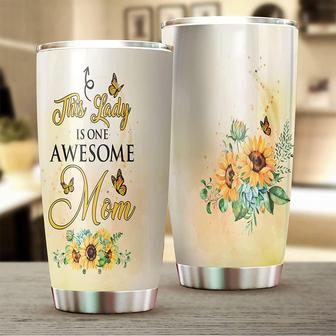 Mom Stainless Steel Tumbler 20oz, Butterfly Tumbler, This Lady Is One Awesome Tumbler, Sunflower Skinny Tumbler, Gift For Mom Grandma, Mother's Day - Thegiftio UK