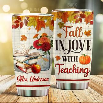 Personalized Fall In Love With Teaching Steel Tumbler 20oz Tumbler For Fall Lover Child Friends Family Fall Tumbler Pumpkin Spice Tumbler Pumpkin Tumbler Gifts For Autumn Halloween - Thegiftio UK