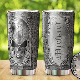 Steel Skull Personalized Name Tumbler, Skull Lover Tumbler, Scary Skull Stainless Steel Tumbler, Creepy Fans Tumbler, Spooy Season Tumbler, Horror Night Tumbler, Halloween Gifts, Artists Tumbler - Thegiftio UK