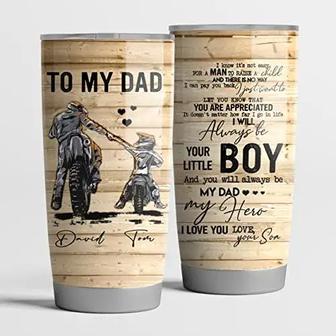 To My Dad Tumbler, Motorcycle Dad Tumbler, I Know It's Not Easy To Raise A Child Tumbler, Father And Son, Customize Tumbler, Father Tumbler, Father Day Gift, Motorcycle Dad Gift - Thegiftio UK