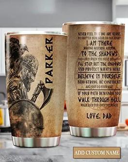 Viking Personalized Tumbler 20oz, Believe In Yourself Tumbler, Love Dad Tumbler, Custom Dad Name Tumbler, Gift For Father's Day, Viking Odin Stainless Steel Tumbler - Thegiftio UK
