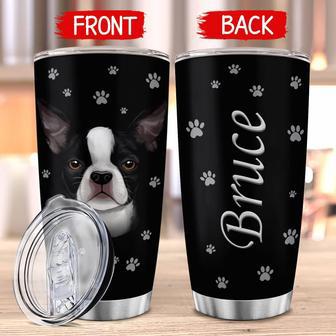 Boston Terrier Dog Tumbler, Personalized Boston Terrier Tumbler Mug, Boston Terrier Stainless Steel Tumbler Mug With Lid 20oz, Boston Terrier Lover Tumbler, Custom Dog's Name Travel Tumbler Cup - Thegiftio UK