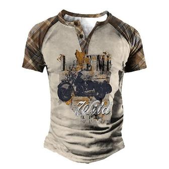 Men's T Shirt Tee Henley Shirt Tee 3d Print Graphic Color Block Motorcycle Plus Size Henley Daily Sports Patchwork Button-down Short Sleeve Tops Designer Basic Casual Classic Khaki / Summer - Seseable
