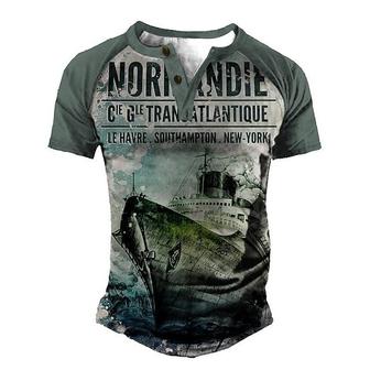 Men's T Shirt Tee Henley Shirt Tee 3d Print Graphic Plus Size Henley Steamship Daily Sports Patchwork Button-down Short Sleeve Tops Designer Basic Casual Classic Gray / Summer - Seseable