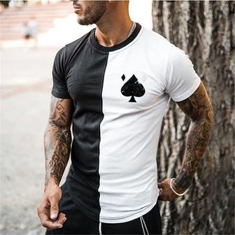 Men's Unisex T Shirt Tee 3d Print Color Block Graphic Prints Poker Crew Neck Street Daily Print Short Sleeve Tops Casual Classic Big And Tall Sports Black / White / Summer - Seseable