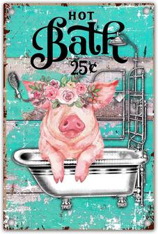 Funny Cute Pig Vintage Metal Tin Sign Hot Bath Retro Poster Gifts For Animal Lovers Bathroom Toilet Wall Decor Poster Painting - Thegiftio