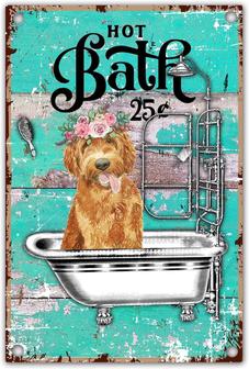 Funny Golden Poodle Dog Vintage Metal Tin Sign Hot Bath Retro Poster Gifts For Dog Lovers Bathroom Toilet Wall Decor Poster Painting - Thegiftio UK