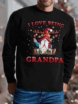 Men I Love Being Grandpa Merry Christmas Gnomes Regular Fit Sweatshirt - Seseable