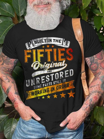Mens Grumpy Sixties Funny Text Letters Loose Casual T-shirt | Seseable CA