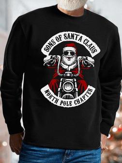 Mens Sons Of Santa Claus Funny Graphic Print Crew Neck Loose Casual Sweatshirt - Seseable
