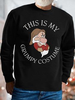 Mens This Is My Grumpy Costume Funny Santa Christmas Graphic Print Loose -blend Santa Claus Sweatshirt - Seseable