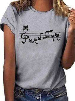 Music Cat Graphic Tee - Seseable