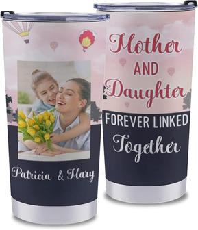 Personalized Custom Picture Tumbler, Insulated Stainless Steel Travel Mug, Custom Photo Image & Text On Coffee Cup, Mother & Daughters Forever Linked Together, Photo Tumbler Gift For Mom Women - Thegiftio UK