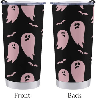 Pink Ghosts Bat 20oz Travel Tumbler Halloween Spook Insulated Water Cup Friendly Stainless Steel Vacuum Double Wall Mug For Car For Hot Cold Drinks One Size - Thegiftio UK