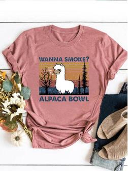 Wanna Smoke? Alpaca Bowl Graphic Tee - Seseable