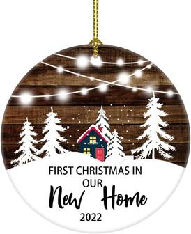 Our First Christmas In Our New Home Christmas Tree House Ceramic Ornament Christmas Wedding Decoration Couple Gift Newlywed Couple 2022 - Thegiftio