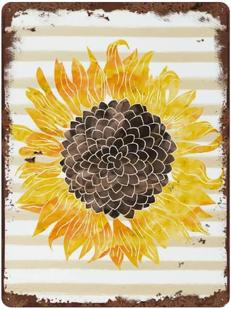 Sunflowers Vintage Metal Tin Sign Wall Art Sunflowers Painting Home Office Decor Vintage Metal Poster For Home Studio Cafe Club Cave Garden Garage - Thegiftio UK