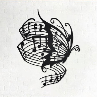 Butterfly Music Metal Wall Art, Butterfly Music Decoration For Room, Butterfly Music Home Decor, Butterfly Music, Music Teacher Gift - Thegiftio