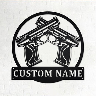 Custom 45 Caliver Handgun Metal Wall Art, Personalized Handgun Name Sign Decoration For Room, Handgun Home Decor, Custom 45 Caliver Handgun - Thegiftio UK