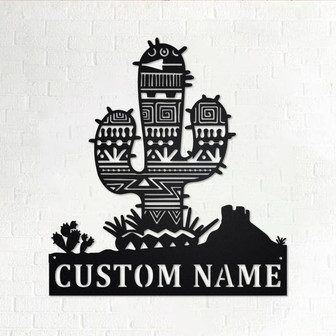 Custom Aztec Cactus Metal Wall Art, Personalized Aztec Cactus Name Sign Decoration For Room, Aztec Cactus Home Decor, Custom Aztec Cactus - Thegiftio UK