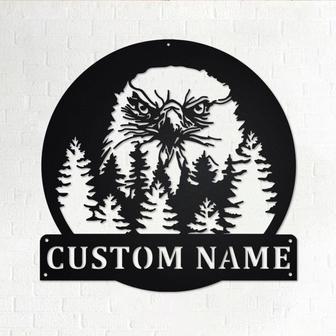Custom Bald Eagle Forest Metal Wall Art, Personalized Bald Eagle Name Sign Decoration For Room, Bald Eagle Home Decor, Custom Bald Eagle - Thegiftio