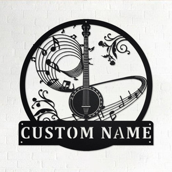 Custom Banjo Metal Wall Art, Personalized Banjo Name Sign Decoration For Room, Banjo Home Decor, Custom Banjo, Banjo Musical Instrument - Thegiftio UK