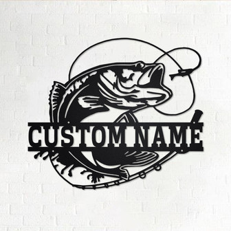 Custom Bass Fishing Metal Wall Art, Personalized Bass Fishing Name Sign Decoration For Room, Bass Fishing Home Decor, Custom Bass Fishing - Thegiftio UK