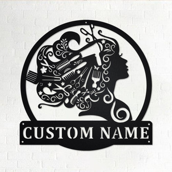 Custom Beauty Salon Girl Hair Metal Wall Art, Personalized Hair Salon Name Sign Decoration For Shop, Hair Salon Shop Decor,Custom Hair Salon - Thegiftio UK