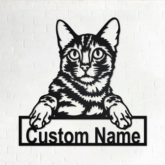Custom Bengal Cat Metal Wall Art, Personalized Bengal Cat Name Sign Decoration For Room, Bengal Cat Home Decor, Custom Bengal Cat - Thegiftio UK