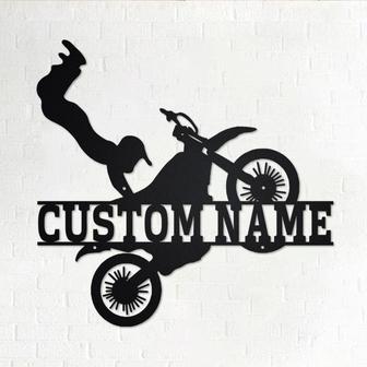 Custom Biker Metal Wall Art, Personalized Dirt Bike Name Sign Decoration For Room, Motorcycle Home Decor Motocross Rider, Custom Dirt Bike - Thegiftio UK