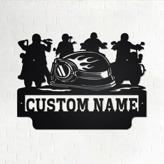 Custom Biker Squad Metal Wall Art, Personalized Biker Name Sign Decoration For Room, Biker Skull Metal Home Decor, Custom Biker, Biker Squad - Thegiftio
