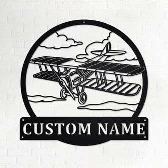 Custom Biplane Metal Wall Art, Personalized Biplane Pilot Name Sign Decoration For Room, Biplane Home Decor, Custom Biplane, Biplane Decor - Thegiftio UK