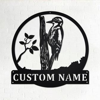Custom Bird woodpecker Metal Wall Art, Personalized Bird woodpecker Name Sign Decoration For Room, Bird woodpecker Home Decor, Custom Bird - Thegiftio