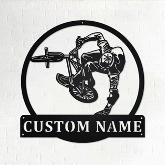 Custom BMX Biker Metal Wall Art, Personalized BMX Biker Name Sign Decoration For Room, BMX Biker Metal Home Decor, Custom Biker - Thegiftio UK